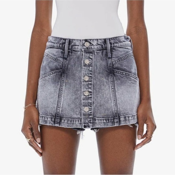 NWT Mother Superior The Breaker Mini Skirt In Shadow Dancing Size 31 Denim Skirt